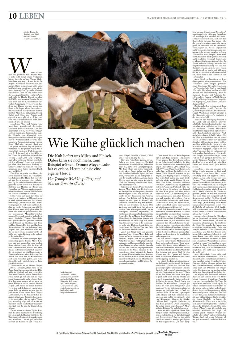 Artikel »Wie Kühe glücklich machen« in der Frankfurter Allgemeinen Sonntagszeitung